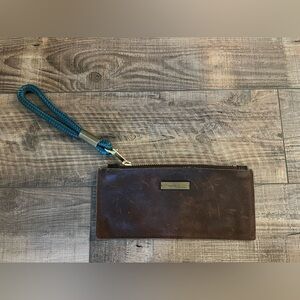 Wildwood Oyster Co Wristlet/ Clutch - Brown + Seaside Teal